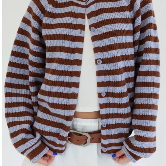 Grey Bandit Brown and Lavender Striped Cardigan - Picture 3 of 7